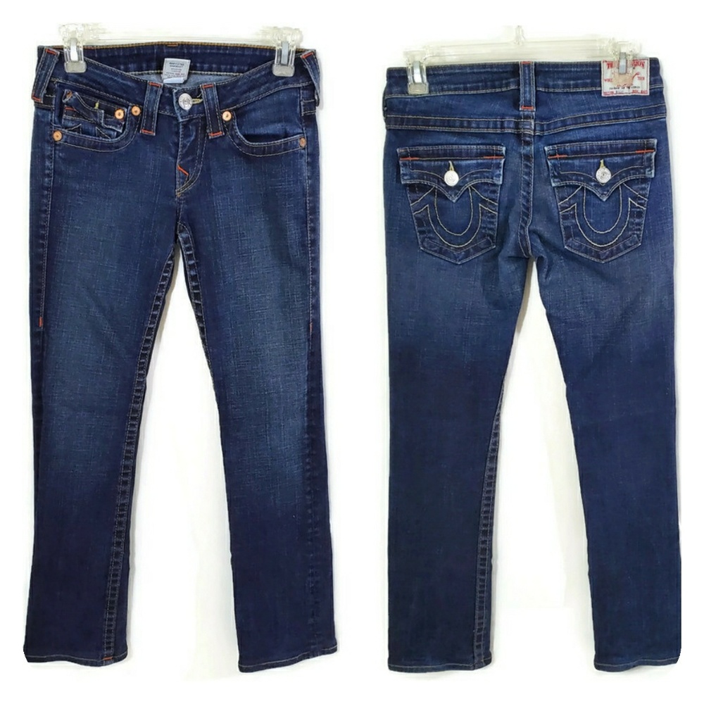 True Religion Indigo Skinny Jeans with Contrast Stitching size 27